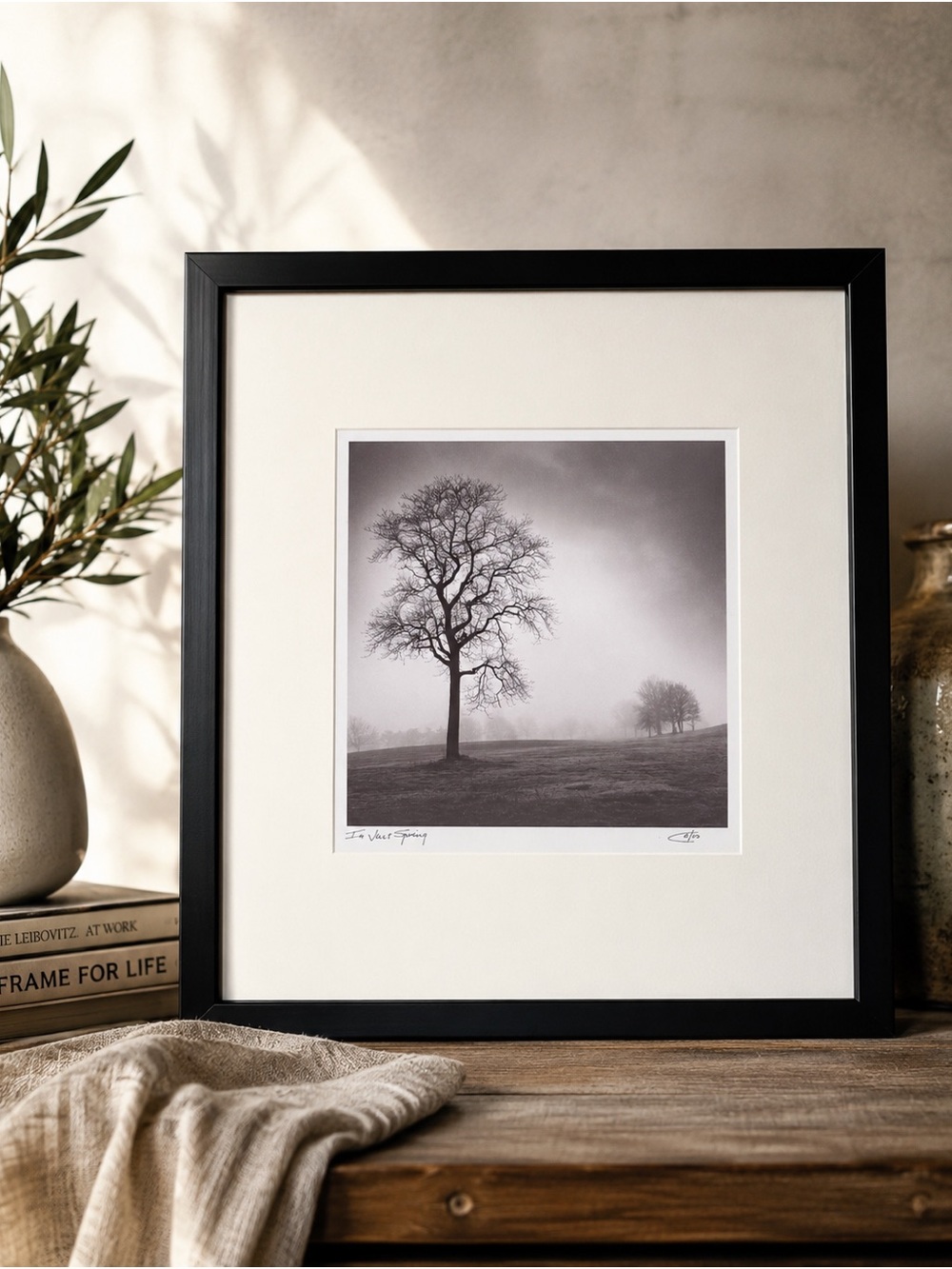 Richard Calvo In Just Spring Framed Tree Print Minimalist Black White Wall Art
